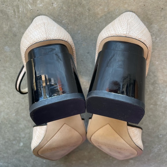 Franco Sarto Raffia Pointed Toe Slingback Block Heels Women’s 9 Neutral Shoes - Picture 7 of 8